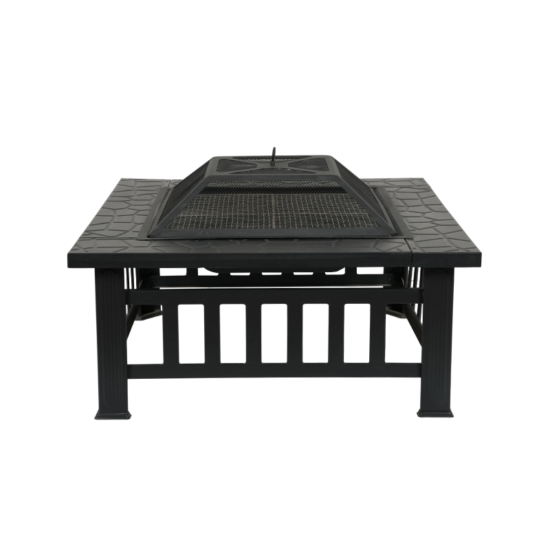 Mesa de parrilla de carbón para patio de jardín, malla de cubierta completa, brasero para exteriores